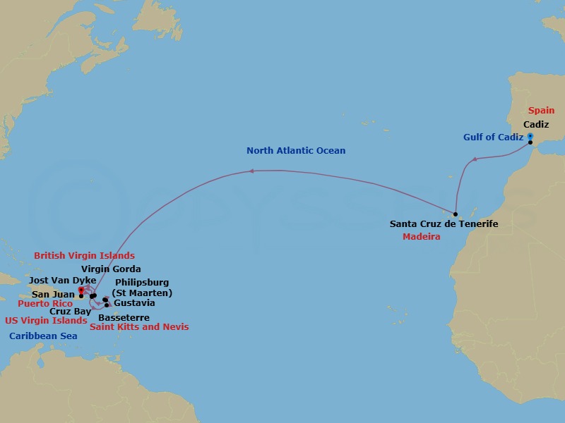 Star Collector: Atlantic Crossing To The Virgin Islands Route Map
