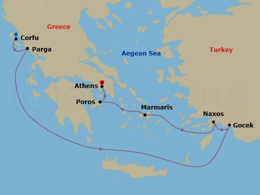 Greece Roundtrip: Across The Ionian & Aegean Seas? Route Map