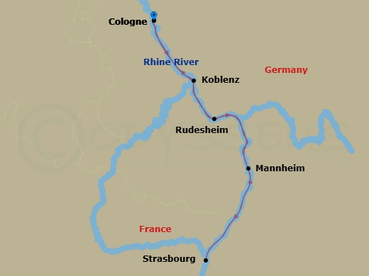 Rhine, Strasbourg And Heidelberg River Cruise For Solo Travellers Route Map