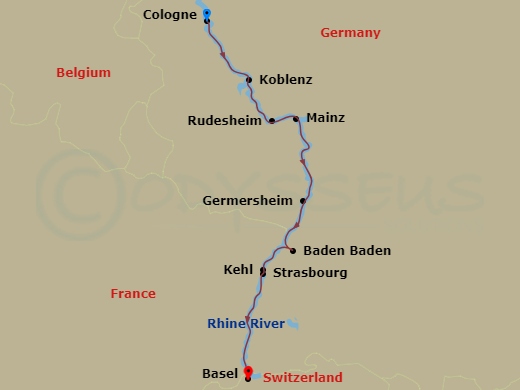 Rhine Holiday Markets (2026) Route Map