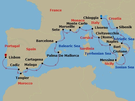 Adriatic & Mediterranean Discovery Route Map
