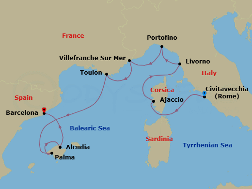 Civitavecchia To Barcelona Route Map