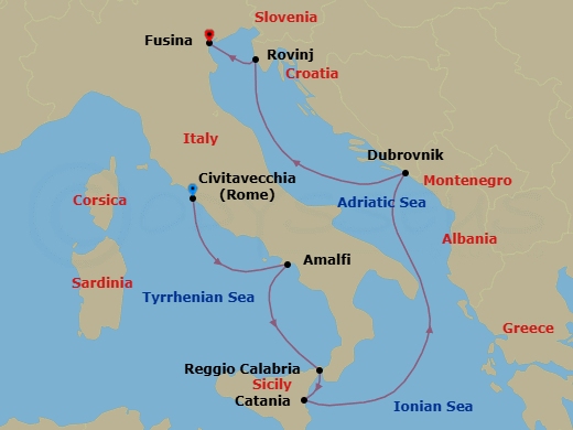Mystical Italy & Croatia Route Map