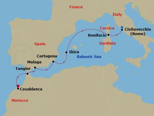 Rome To Casablanca Route Map