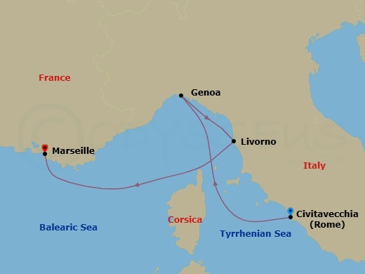MSC Grand Voyages, 3 Nights Route Map