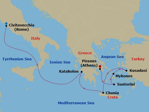 7 Night Best Of Greece Cruise Route Map