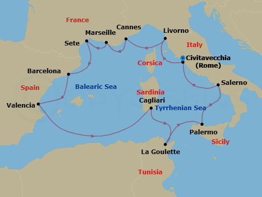 Jewels Of The Mediterranean Route Map
