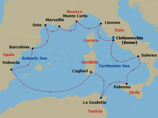 Jewels Of The Mediterranean Route Map