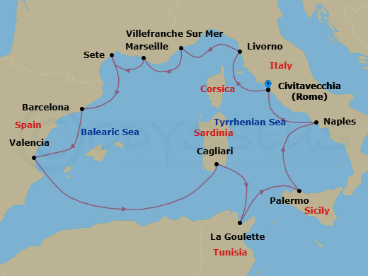Jewels Of The Mediterranean Route Map