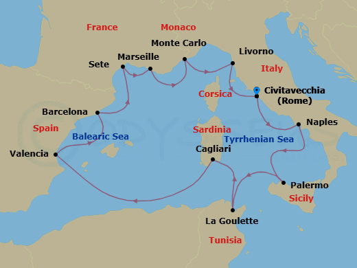 Jewels Of The Mediterranean Route Map