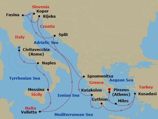 Olive Groves & Ocean Views Route Map