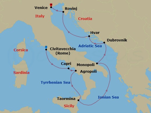 Rome To Venice Route Map