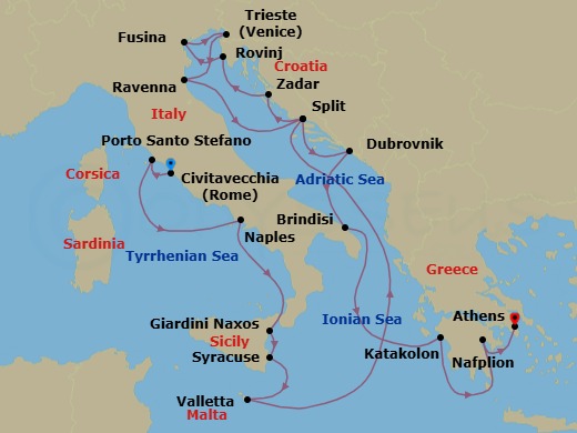 19 Night Cruise Voyage Route Map