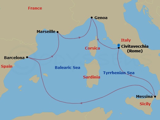 Mediterranean, 6 Nights Route Map