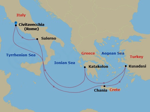 Mediterranean & Aegean Route Map