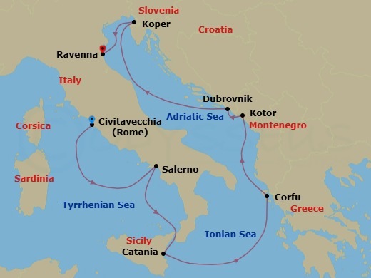 Europe - Classic Mediterranean Route Map