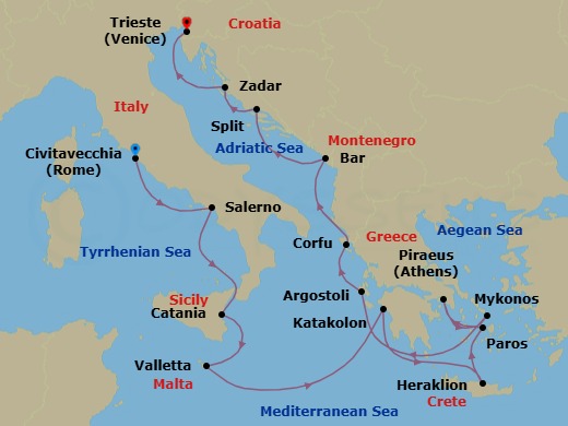 Mediterranean Collage Route Map