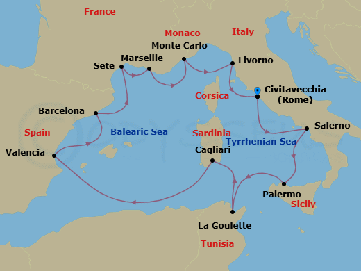 Jewels Of The Mediterranean Route Map