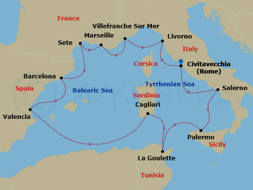 Jewels Of The Mediterranean Route Map