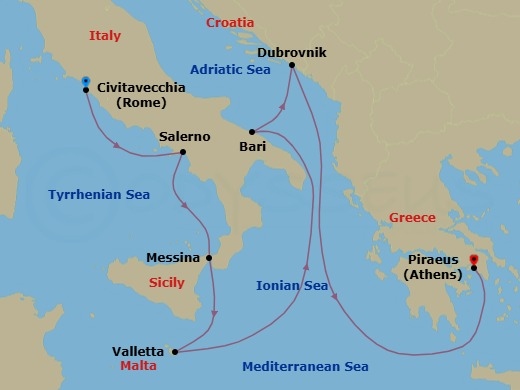Sultry Greece & Croatia Route Map