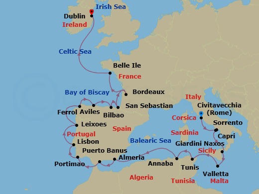 Ultimate Cultures & Wonders Of Europe: Italy To Ireland Route Map