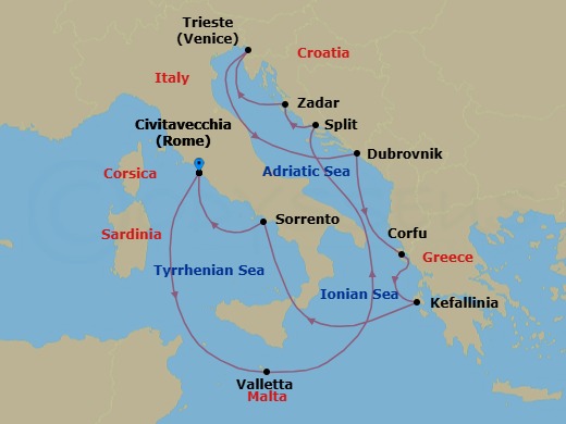 Adriatic And Malta Route Map