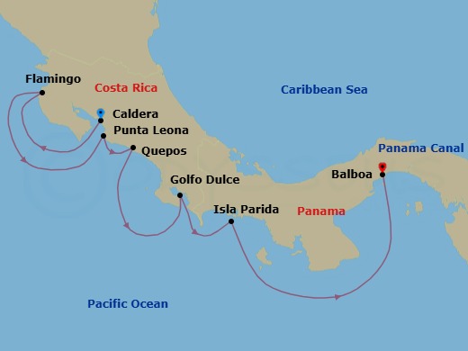 Naturally Costa Rica Route Map