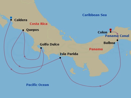 Costa Rica & Panama Canal Route Map