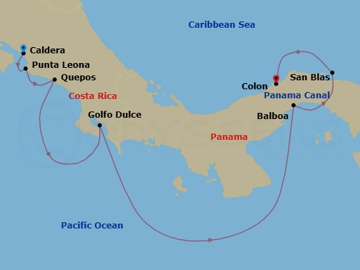 Costa Rica & Panama Canal Route Map