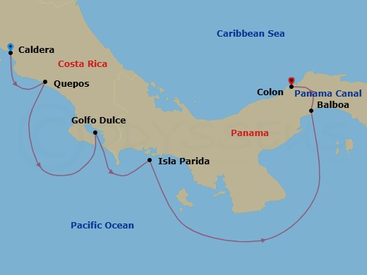 Costa Rica & Panama Canal Route Map