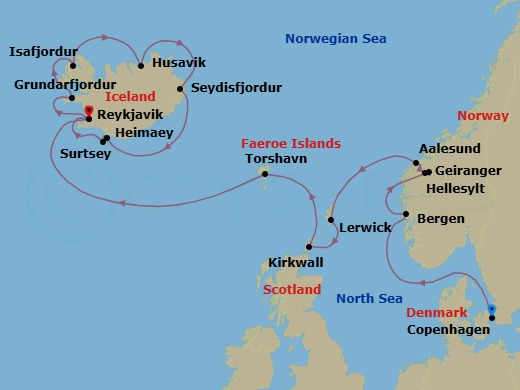 Star Collector: Endless Days Of The North Sea & Iceland Route Map