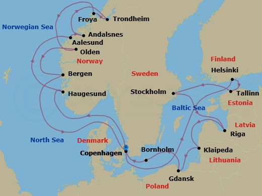 Star Collector: Scandinavian & Baltic Delights Route Map