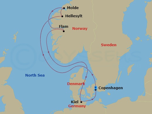 Northern Europe, 7 Nights Route Map