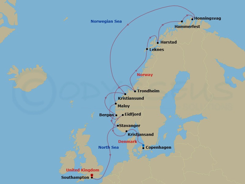Ultimate Norwegian Odyssey Route Map