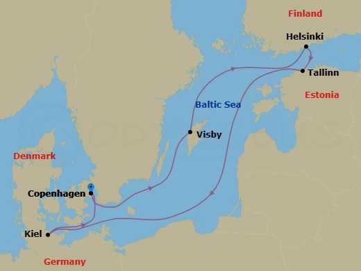 Northern Europe, 7 Nights Route Map