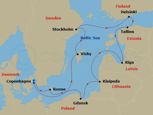 Baltic Intensive Cruise: Stockholm, Helsinki & Copenhagen Route Map