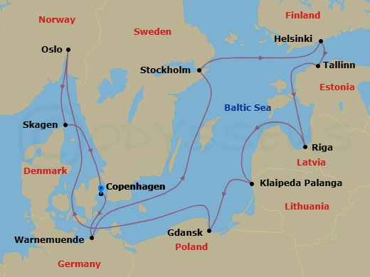 Norway, Denmark & Sweden Route Map