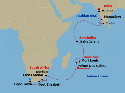 Cape Town To Mumbai Route Map