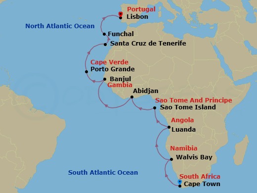 Table Mountain To Tagus River Route Map