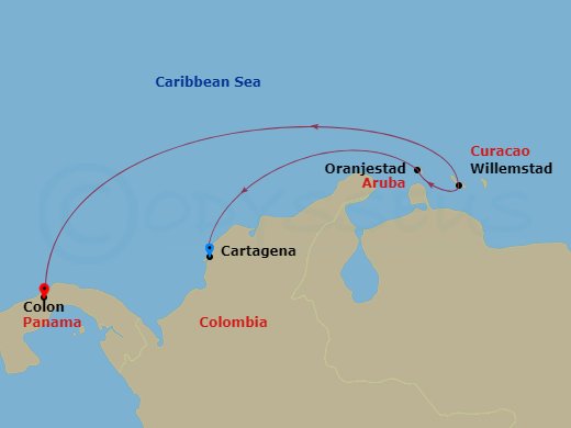 6 Night Southern Caribbean Cruise Route Map