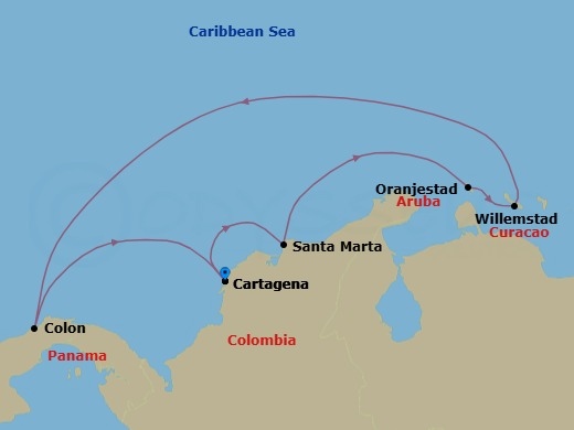 7 Night Southern Caribbean Cruise Route Map