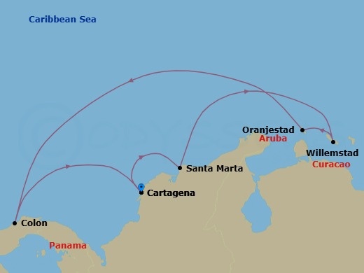 7 Night Southern Caribbean Cruise Route Map