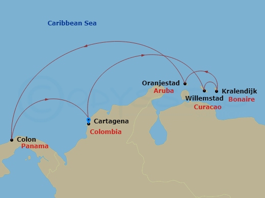 7 Night Southern Caribbean Cruise Route Map