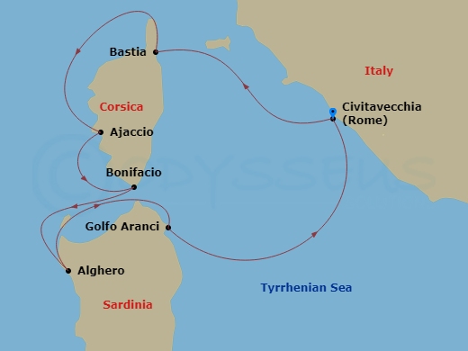 Treasure Troves Of Corsica & Sardinia Route Map