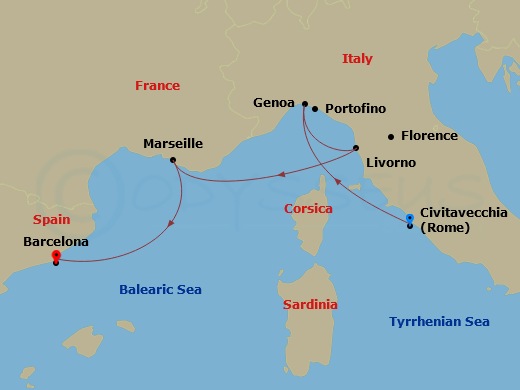 MSC Grand Voyages, 4 Nights Route Map