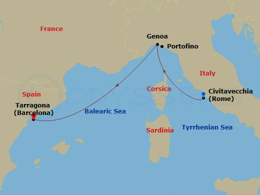 MSC Grand Voyages, 3 Nights Route Map