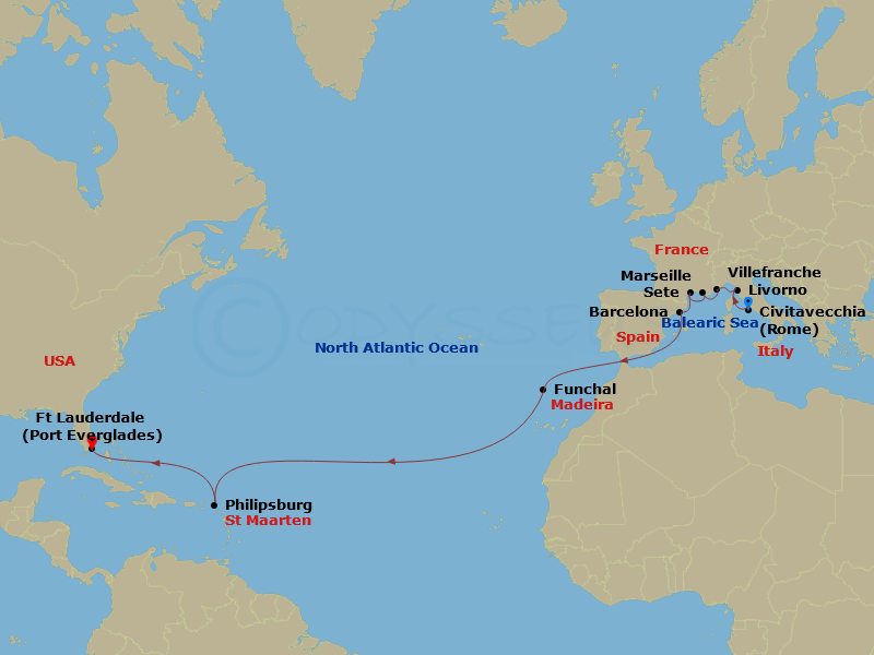 Atlantic & Mediterranean Horizons Route Map