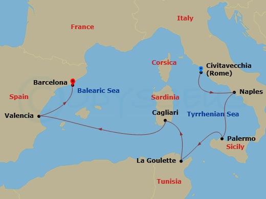 Amalfi Coast, Africa & Iberia Route Map