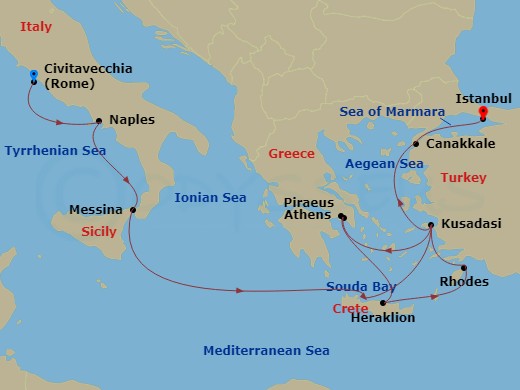 Luxury Cruise Connections - Itinerary: Ancient Mediterranean ...