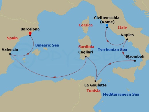 Amalfi Coast, Africa & Iberia Route Map